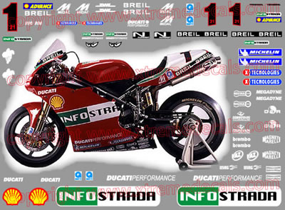 2002 Ducati 998 Infostrada - Green Race Decal Kit